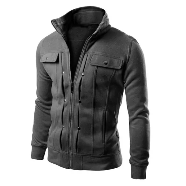 Mens outdoor stand-collar thin sweater jacket