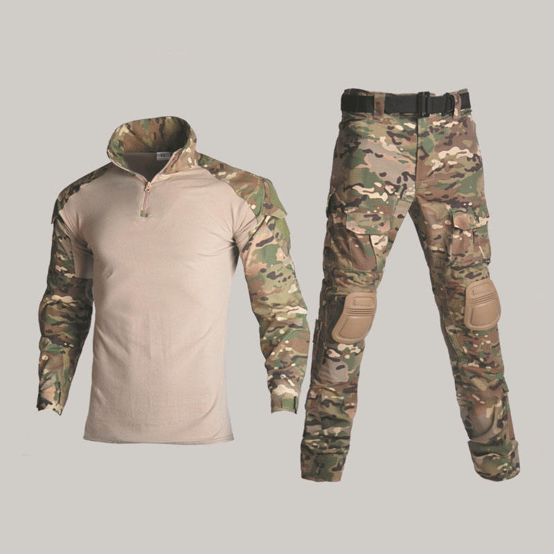 camouflage training suit with knee pads